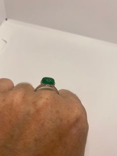 Vintage Lucky Green Nephrite Jade Cocktail Ring Large green nephrite jade Vintage ring, does not tarnish Size 5.75 , 6, 6.25, 7, 7.25, 8, 8.5 or 9 All rings are shipped free in the US in a nice gift box. Check out our over a THOUSAND great reviews!!! Engraving is $4 per letter and is not always perfect depending on the piece. It can take a few days if the jeweler is busy. This is payable to Paypal Judithsltd@gmail.com This is "fun jade" Color enhanced stone. Vintage 1970's re finished. Fine Jewelry Green Emerald Cabochon Ring, Green Cabochon Emerald Ring Fine Jewelry, Fine Jewelry Green Cabochon Emerald Ring, Hallmarked Green Emerald Gemstones, Green Cabochon Fine Jewelry Rings, Green Emerald Cabochon Rings, Green Cabochon Rings Fine Jewelry, Classic Green Jade Jewelry, Green Emerald Spiritual Ring