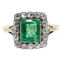 Our Asta Ring with her vivid green emerald in a frame of sparkling diamonds is a grand jewel. Crafted in 18 carat gold she is a rich and enduring treasure that will become your family's legacy for generations to come. The Asta Ring Gem Details The centre emerald cut deep green emerald is estimated to weigh 1.54 carats. The sixteen old cut diamonds are estimated to weigh 0.80 carats, are H to K colour and SI to P2 clarity grades. Note: the emerald is moderately included Ring Size R (Australia and UK sizing) or 8 3/4 (US and Canada) The Parker Ring can be resized prior to shipping upon request. Resizing is complimentary up or down four sizes or please message us for a quote if more sizes are needed. Condition Antique. Georgian Era. Great to Know The Asta Ring belongs to our treasure trove of Emerald And Diamond Ring, Statement Rings Diamond, Georgian Era, Emerald Diamond Ring, Sapphire Diamond Ring, Emerald Stone, Unisex Ring, Green Emerald, Emerald Diamond