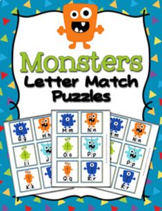 monsters letter match puzzles for kids