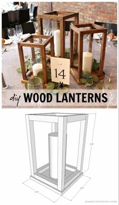 the diy wood lanterns are ready to be used as centerpieces for your wedding reception