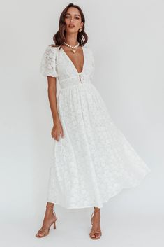 Shop the Sunday Kinda Love Puff Sleeve Lace Dress White | Selfie Leslie Sunday Kinda Love, Lace Dress White, Selfie Leslie, Sleeve Lace Dress, Long Midi, Lace Dress With Sleeves, Head Over Heels, Lace White Dress, Dress White