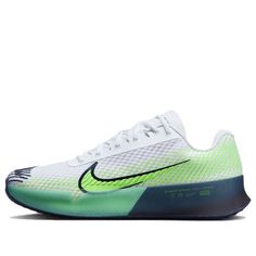 Nike Zoom Vapor 11 HC 'White Green Strike Navy' DR6966-103 Nike White Running Shoes For Tennis, White Nike Running Shoes For Tennis, Nike Zoom, Stylish Sneakers, White Green, Perfect Pair, Your Perfect, Nike, Navy