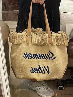 Bird in Bag - Canvas Beach Tote Bag with Embroidery and Large Capacity - Perfect for Summer Vacation Bag With Embroidery, Canvas Beach Tote, Beach Tote Bag, Beach Tote Bags, Beach Tote, Shoulder Tote Bag, Bird In Bag, Bag Bag, Color Khaki