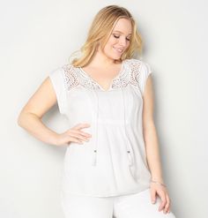 Shop our beautiful new plus size tanks for spring in sizes 14-32 like the Boho Crochet Tassel Tank available online at avenue.com. Avenue Store Cheap Womens Fashion, White Hot, Boho Crochet, Boho Women, White Summer, Domain Names