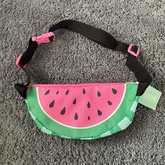 Nwt Watermelon Designed Fanny Pack Fun Pink Shoulder Bag With Adjustable Strap, Playful Summer Shoulder Bag For School, Playful Summer School Shoulder Bag, Playful Summer School Bags, Fun Green Bags For Vacation, Fun Summer School Bags, Playful Green Bags For Vacation, Fun Summer Shoulder Bag, Playful Summer Vacation Shoulder Bag