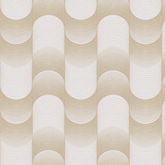 an abstract beige and white wallpaper with wavy lines on the side, as well as circles