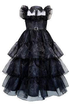 Color: Addams Black Tulle Dress, Size: 6 Dancing Queen Costume, Black Ball Dress, Wednesday Dance, Gaun Tulle, Wednesday Addams Cosplay, Wednesday Costume, Wednesday Addams Dress, Wednesday Addams Costume, Addams Dress