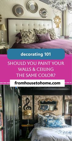 decorating 101: should you paint your walls & ceiling the same color? Bedroom Ceiling Painted, Room Painted All One Color, Rooms Painted All One Color, Color Ceiling, Ceiling Painted, Decorating Tips And Tricks, Monochromatic Room, Simple Decorating, Miami Interior Design