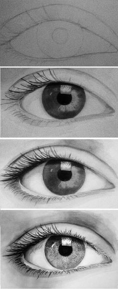 three different views of an eye