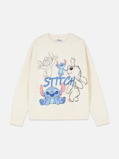 Women's Beige Disney’s Lilo and Stitch Graphic Sweatshirt | Primark Disney Long Sleeve Sweatshirt With Character Print, Disney Character Print Long Sleeve Sweatshirt, Disney Long Sleeve Tops For Fall, Cute Crew Neck Sweater With Ribbed Cuffs, Disney Long Sleeve Relaxed Fit Top, Disney Style Long Sleeve Tops With Relaxed Fit, Disney Tops With Relaxed Fit And Long Sleeve, Cute Relaxed Fit Tops With Ribbed Cuffs, Disney Crew Neck Top With Relaxed Fit