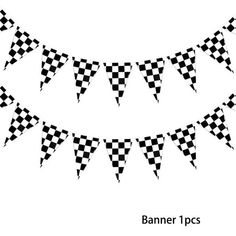 a black and white checkered bunting banner