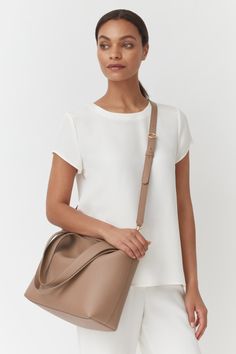 Women's Adjustable Strap in Cappuccino | Pebbled Leather by Cuyana | Women's Adjustable Strap in Cappuccino | Pebbled Leather by Cuyana Cuyana Bag, Leather Industry, Bespoke Gifts, D Rings, Still Standing, Personalized Accessories, Small Leather Goods, Flap Bag, Laptop Sleeve