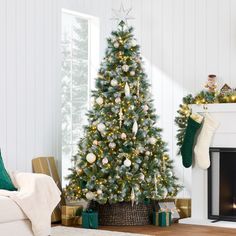 a decorated christmas tree in a living room