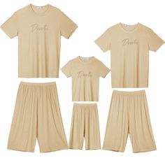 This matching family pajama set features classic letters printed in short sleeves tops and capri pants, making these Pj's perfect for daily wear. Matching PJs are made from a soft and long-lasting material. It's excellent elasticity for a perfect fit, skin friendly, breathable, comfortable, and soft wear. Perfect comfy pajamas for daily family party pictures, lounging on movie night, gift-giving traditions, and breakfast with Santa. Great for Gifting and Family Holiday Photos! They'll wear these Short Sleeve T-shirt With Letter Print For Pajama Party, Family Matching Letter Print Loungewear Sets, Family Matching Short Sleeve Tops, Family Matching Solid Color Short Sleeve Tops, Comfortable Solid Short Sleeve Sets, Comfortable Solid Color Short Sleeve Sets, Family Matching Loungewear Tops With Relaxed Fit, Family Matching Pajama Sets For Summer, Family Matching Sets For Summer Pajama Party