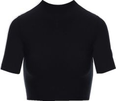 Functional Black Seamless Crop Top, Black Fitted Crew Neck Crop Top, Black High Stretch Moisture-wicking Crop Top, Black Compressive Moisture-wicking Crop Top, Black Stretch Cropped T-shirt, Naked Wardrobe, Short Sleeve Crop Top, Sweet T, Mock Neckline