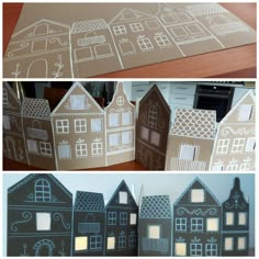 the paper houses have been cut out to look like they are made from cardboard