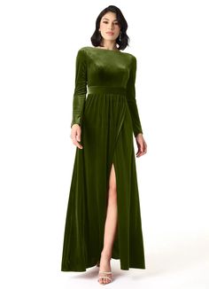 Azazie Brynn Velvet Dress Olive Bridesmaid Dresses | Azazie Olive Bridesmaid Dress, Olive Bridesmaid Dresses, Velvet Bridesmaid, Velvet Bridesmaid Dresses, Bridesmaid Dresses Azazie, Military Ball Dresses, Sage Dress, Special Event Dresses, Lace Bride