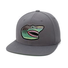 The Shark Snapback Hat. One size fits all. Adjustable Gray Baseball Cap With Flat Brim, Adjustable Gray Flat Brim Baseball Cap, Adjustable Gray Snapback Fitted Hat, Adjustable Flat Brim Sun Hat For Streetwear, One Size Streetwear Fitted Hat With Short Brim, Gray Flat Brim Hat For Streetwear, Gray Adjustable Snapback Hat With Curved Brim, Adjustable Fitted Hat With Short Brim For Streetwear, Adjustable Short Brim Fitted Hat For Streetwear