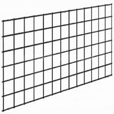 a black wire fence with squares on the top and bottom, in front of a white background