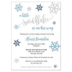 a snowflake baby shower is on its way