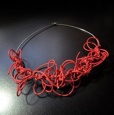 Fiber Necklace, Fiber Art Jewelry, 3d Printed Jewelry, Handmade Fashion Jewelry, Textile Jewelry, Wire Art, Contemporary Jewelry