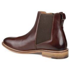 A classic you can pair with everything from suits to chinos to jeans the Cobrin chelsea boot in wide-width by Thomas & Vine. This sleek boot features genuine leather uppers accented by a low-block heel for an elevated look. An 8 mm Tru Comfort Foam� insole grounds the design for extra comfort. Brown Plain Toe Chelsea Boots For Fall, Business Chelsea Boots With Leather Footbed, Business Slip-on Chelsea Boots With Leather Footbed, Brown Moc Toe Chelsea Boots For Business, Brown Chelsea Boots With Leather Footbed For Business, Brown Leather Chelsea Boots For Business, Classic Chelsea Boots With Heel Pull Tab For Fall, Casual Chelsea Boots With Leather Lining For Business, Classic Chelsea Boots With Leather Footbed, Ankle-high