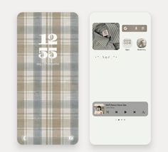 an iphone case with a plaid pattern on the front and back side, next to another phone