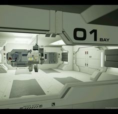 an image of a sci - fi space station with the number one bay on it