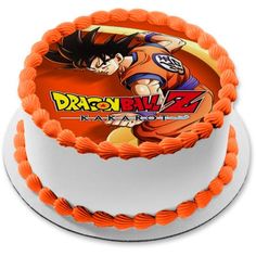 a dragon ball z birthday cake on a white plate