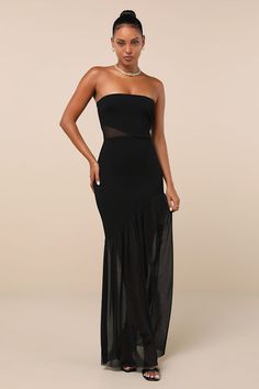 Exemplary Sensation Black Strapless Asymmetrical Maxi Dress Asymmetrical Stretch Maxi Dress For Night Out, Chic One-shoulder Maxi Dress For Club, Fitted Strapless Asymmetrical Evening Dress, Asymmetrical Stretch Maxi Dress For Date Night, Elegant Strapless Dress With Asymmetrical Hem, Fitted Strapless Asymmetrical Cocktail Dress, Fitted Strapless Asymmetrical Dress For Cocktails, Fitted Strapless Dress With Asymmetrical Hem For Cocktail, Chic Strapless Sheer Dress For Evening