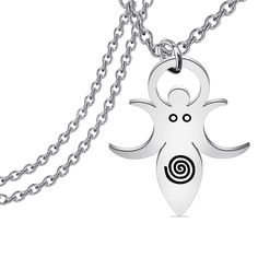 a necklace with an octopus on it and a spiral design hanging from the front end