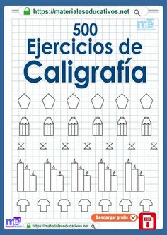 the book cover for 500 ejerccios de calgrafia, written in spanish