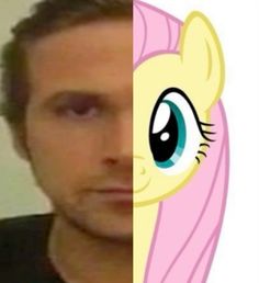 a man is looking at the camera with an image of a pinkie pie