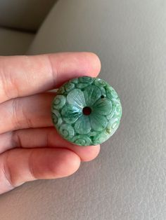 🌈 Jadeite Jade Donut Pendant, Light Green 🌷 Untreated Natural Jadeite/ Grade A Jade 🌷 Certified : YES 🌷 Jade from Myanmar/ Burma 🌷 Dimensions : ~ 30.2 x 30.2 x 10.4 mm 🌷 Color : Light Green 🌷 Free standard shipping from Hong Kong with tracking included 🌷 Take approximately 7-21 days to arrive worldwide Artisan Carved Round Jewelry, Carved Round Jade Jewelry, Round Carved Jade Jewelry, Handmade Traditional Gemstones, Handmade Green Jade Gemstones, Handmade Jade Rondelle Jewelry, Artisan Carved Jade Jewelry, Carved Green Round Jewelry, Green Carved Round Jewelry