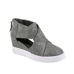 Journee Collection-Seena Wedge Sneaker Add an athleisure spin to everyday outfits with the Seena sneaker from Journee Collection. With cutout styling and sporty sole, these wedges casual and dressy looks alike. Strappy Wedge Heels, Athleisure Women, Womens Pumps, Lace Sneakers, Strappy Wedges, Athleisure Fashion, Wedge Sneakers, Sneakers Grey, Sneaker Wedge