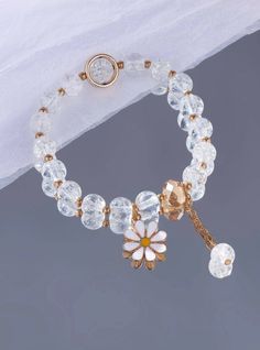 One Size Bracelet: Length: 18 cm Perfect small gift for young girls or women on weddings, birthdays and any other occasion. Flower Charm Bracelet, Girly Bracelets, Butterfly Charm Bracelet, Bracelets Design, Bracelet Wedding, Diy Bracelet Designs, Party Kleidung, Crystal Beads Bracelet, Classy Jewelry