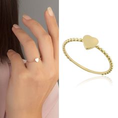 ◖ A B O U T ◗ This 14k ring is a great gift for your girlfriend, fiyoncee your mother or for yourself! Best minimalist anniversary and birthday gift for your friends. We carefully manufacture the jewelery for you! ◖ P R O P E R T I E S ◗ * Material: 14k Solid Yellow Gold, 14k Solid Rose Gold, 14k Solid White Gold * Weight: 0.85gram (varies by size) ◖ D I O N J E W E L ◗ ‣ 14K REAL GOLD ‣ EXPRESS DELIVERY IN 1-3 DAYS* ‣ HANDMADE ONLY FOR YOU, NO USED JEWELRY ‣ GIFT BOX AND OTHER GIFTS ◖ P R O D U Simple 14k Gold Jewelry For Valentine's Day, Dainty Stackable Rings For Valentine's Day Gift, 14k Gold Midi Rings For Valentine's Day Anniversary, 14k Gold Midi Rings For Valentine's Day Promise, Simple Design Jewelry For Valentine's Day Anniversary, Valentine's Day Anniversary Jewelry With Simple Design, 14k Gold Stackable Heart Ring Gift, Gift Stackable 14k Rings, Dainty Yellow Gold Midi Rings For Valentine's Day