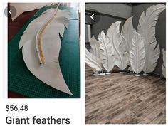 there are three pictures with different types of feathers on the same page, one is white and the other is black