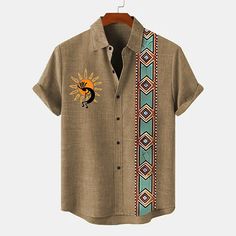 Season:Spring,Summer; Fabric:20% Linen; Sleeve Length:Short Sleeve; Look After Me:Hand wash; Gender:Men's; Style:Print; Elasticity:Inelastic; Tops Type:Shirt; Occasion:Daily; Neckline:Turndown; Brand:OUKU; Listing Date:04/29/2024 Brown Printed Summer Tops, Brown Summer Beach Shirt, Relaxed Fit Khaki Beach Shirt, Relaxed Fit Khaki Shirt For Beach, Brown Relaxed Fit Shirt For Summer, Brown Relaxed Fit Summer Shirt, Beige Shirt With Graphic Print For Summer, Brown Printed Shirt For Summer, Brown Cotton Shirt For Summer