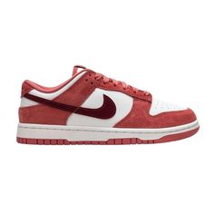 Nike's Dunk Low "Valentine's Day" Sneakers Feature A White, Dragon Red And Pink And Team Red Colour Scheme - A Special Edition For Valentine's. They Have A Durable Leather Construction, Enhanced By A Contrasting Swoosh On The Sides And Sit Atop A Two-Tone Rubber Sole. New With Tags. In Excellent Condition. Original Price $120.00. Red Colour Scheme, Red Color Schemes, Team Red, White Dragon, Red Colour, Nike Dunk Low, Dunk Low, Colour Scheme, Nike Dunk