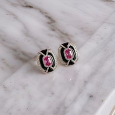 Metal: 18K white gold vermeil Gemstone:  Pink Tourmaline, Black Onyx and Zicon  Color: Pink Tourmaline  Transparency: transparent Dimensions: earrings- -Height: 1.2 in -Width: 0.6 in weight- 6g total, 3g each pendant- -Height: 1.3 in -Width: 0.7in weight-6g Earring style: stud **INCLUDED WITH PURCHASE** ・LUXURIOUS PACKAGING | We view every jewelry pieces from BOITE LAQUE as fine art for presenting and safekeeping. Our elegant presentation boxes and pouches beautifully showcase and protect your jewelry. ・CARE KIT | You will receive a polishing set with care instructions for keeping your jewelry beautiful.   We hand-selecting conflict-free, high quality materials and honoring the experience of second-generation jewelers, each BOITE LAQUE fine Jewelry piece is meticulously handcrafted. Elegant Tourmaline Gemstones With Accents, Fine Jewelry Gemstone Earrings For Evening, Evening Gemstone Earrings In Fine Jewelry Style, Pink Elegant Clip-on Earrings For Anniversary, Elegant Pink Clip-on Earrings For Anniversary, Fine Jewelry Tourmaline Gemstone Earrings, Classic Gemstone Clip-on Earrings For Anniversary, Tourmaline Gemstone Earrings In Fine Jewelry Style, Elegant Tourmaline Earrings With Gemstone Accents