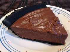 a piece of chocolate pie on a plate