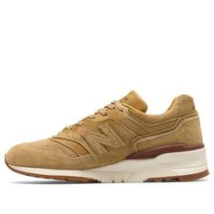 The New Balance Red Wing x 997 is a premium lifestyle sneaker that blends the best of both brands. The upper is made from suede and leather for a luxurious look and feel, while the ENCAP midsole provides cushioning and support. The gum rubber outsole ensures maximum traction, making this sneaker perfect for any activity. (SNKR/Crossover/Limited Edition) Classic Suede Custom Sneakers For Streetwear, New Balance Suede Sneakers With Cushioned Footbed, Classic New Balance Custom Sneakers For Streetwear, Classic New Balance Custom Sneakers With Boost Midsole, Classic New Balance Sneakers With Gum Sole, Brown Leather New Balance Sneakers, Casual Leather New Balance Sneakers, Custom Brown Leather Sneakers With Air Max Cushioning, Custom Brown Suede Sneakers With Cushioned Footbed