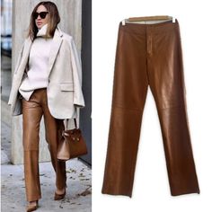 Strenesse Gabriele Strehle Lamb Leather Pants Made In Italy Fit A Size Us 6 Or 28 Europe 36 100% Nappa Buttery Lamb. Futter, Lining 68% Acetate, Acetate 32% Polyester Measurements Waist 28” Hips 38” Rise 9.5” Inseam 33” Leg Opening 17” As A Reference, I’m Size 27 In Pants And They Fit Me Perfectly Items Ode #01ubc Color Camel The Strenesse Brand Is A Renowned European Brand Known For Its Timeless Designs, Extremely High Quality On Perfect Cuts Straight Leather Pants For Office, Brown Bottoms For Business Casual In Fall, Casual Leather Pants For Office With Straight Leg, Casual Straight Leg Leather Pants For Office, Office Brown Trousers, Brown Straight Pants For Office, Straight Brown Pants For Office, Classic Leather Pants For Office In Fall, Classic Straight Leg Leather Pants For Office