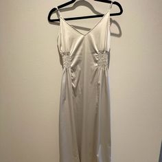 Zara Silky Dress Adjustable Strap Never Worn, Excellent Condition From Non Smoking, No Pet Home Elegant Lined Slip Dress For Brunch, White Slip Dress For Spring Evening, Zara White Midi Dress With Spaghetti Straps, White Midi Slip Sundress, White A-line Slip Dress For Spring, White A-line Ruched Maxi Dress, Zara White Ruched Midi Dress, White Midi Slip Dress For Brunch, White Midi Length Slip Dress For Brunch