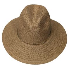 Look fabulous and accessorize wisely with this chic Saint Martin fedora made of 100% paper braid. With a flexible 3.5" downward brim and a classy gold chain hat band, this fedora will surely be your summer vacation staple. The paper braid material is perfect for packing; it can be crushed in your suitcase and will still retain its shape. With an unlined interior and a soft cotton sweatband, this elegant accessory is breathable, comfortable, and easy to wear all day and night. Medium: 57 cm - 57.5 cm Adjustable Gold Panama Hat With Wide Brim, Elegant Gold Hat Band For Beach, Gold Adjustable Fedora Panama Hat, Adjustable Gold Fedora Panama Hat, Gold Panama Fedora Hat With Adjustable Fit, Adjustable Gold Panama Hat With Flat Brim, Elegant Adjustable Braided Hat, Gold Panama Hat With Curved Brim For Beach, Gold Chic Straw Hat With Flat Brim