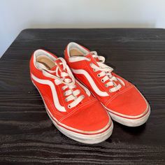 The Ultimate Everyday Sneaker! These Shoes Are So Comfortable And Easy To Wear To/From The Gym, Out And About, Traveling - Wherever! Practically In Brand New Condition, Rarely Ever Worn. Size - 10(Us) Color - Red Casual Orange Canvas Shoes For Streetwear, Casual Orange Mid-top Skate Shoes, Casual Red Sneakers For Spring, University Red Lace-up Casual Sneakers, Casual University Red Lace-up Skate Shoes, Casual University Red Lace-up Sneakers, Casual Sneakers With Vulcanized Sole In University Red, Casual Sneakers In University Red With Vulcanized Sole, Vans Orange Low-top Sneakers