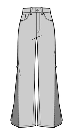 the front view of a women's pants with side slits and pockets on both sides