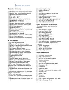 the wedding checklist is shown in black and white