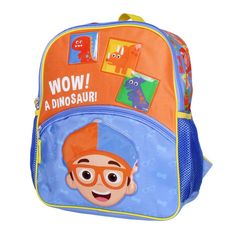 Let your child's imagination run wild with the vibrant and educational world of Blippi in this fantastic kids' backpack! greatly sized for little explorers, this backpack is not only practical but also packed with fun. It has a great design of Blippi and Dino characters on the front. The backpack is built for adventure, just like Blippi! Measuring 14 inches, it’s the great size for your little one to carry their books, toys, snacks, and treasures. Manufacturer recommended age: 3 years and older. Cartoon Style Multicolor Backpack, Cartoon Style Multicolor Standard Backpack, Cartoon Backpack For Playtime, Character Backpack For Playtime And Back To School, Character Backpack For Playtime, Playful Multicolor Backpack For Playtime, Multicolor Backpack For Playtime And Back To School, Fun Playtime Backpack, Playful Softback Backpack For Playtime